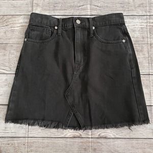 MADEWELL black raw fringe hem mini skirt 25